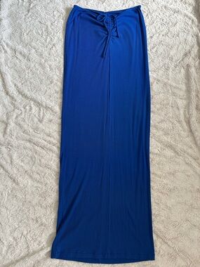 SKIMS Royal Blue Maxi Skirt with Front Drawstring